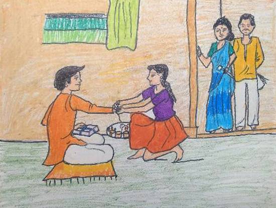 Painting by Prathamesh Sachin Dhavale - Raksha Bandhan